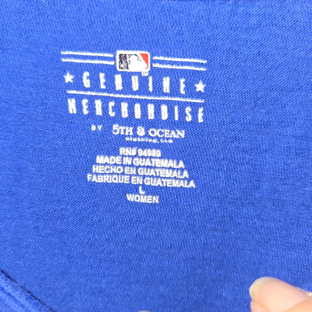 Women's 5th And Ocean Genuine Merchandise Chicago Cubs Blue Tie Tee L - Picture 8 of 14